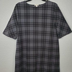 Gap Maternity Gray Black Plaid Knit Shift Dress